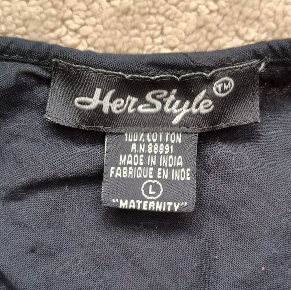 Women's Her Style Embroidered Maternity Blouse - Black Multi (Large) - Picture 5 of 5